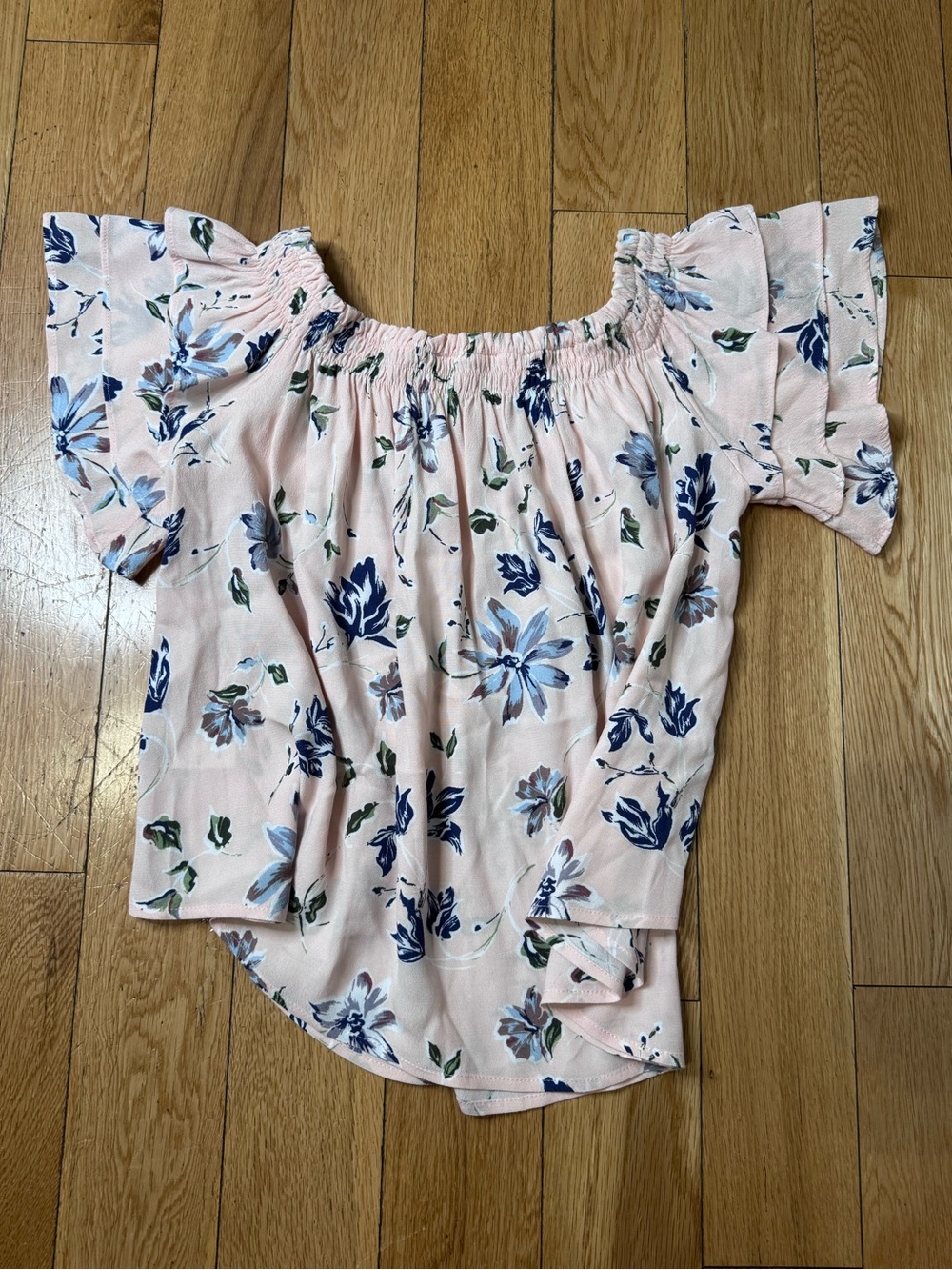 Astr Pink Floral Off-Shoulder Peasant Top